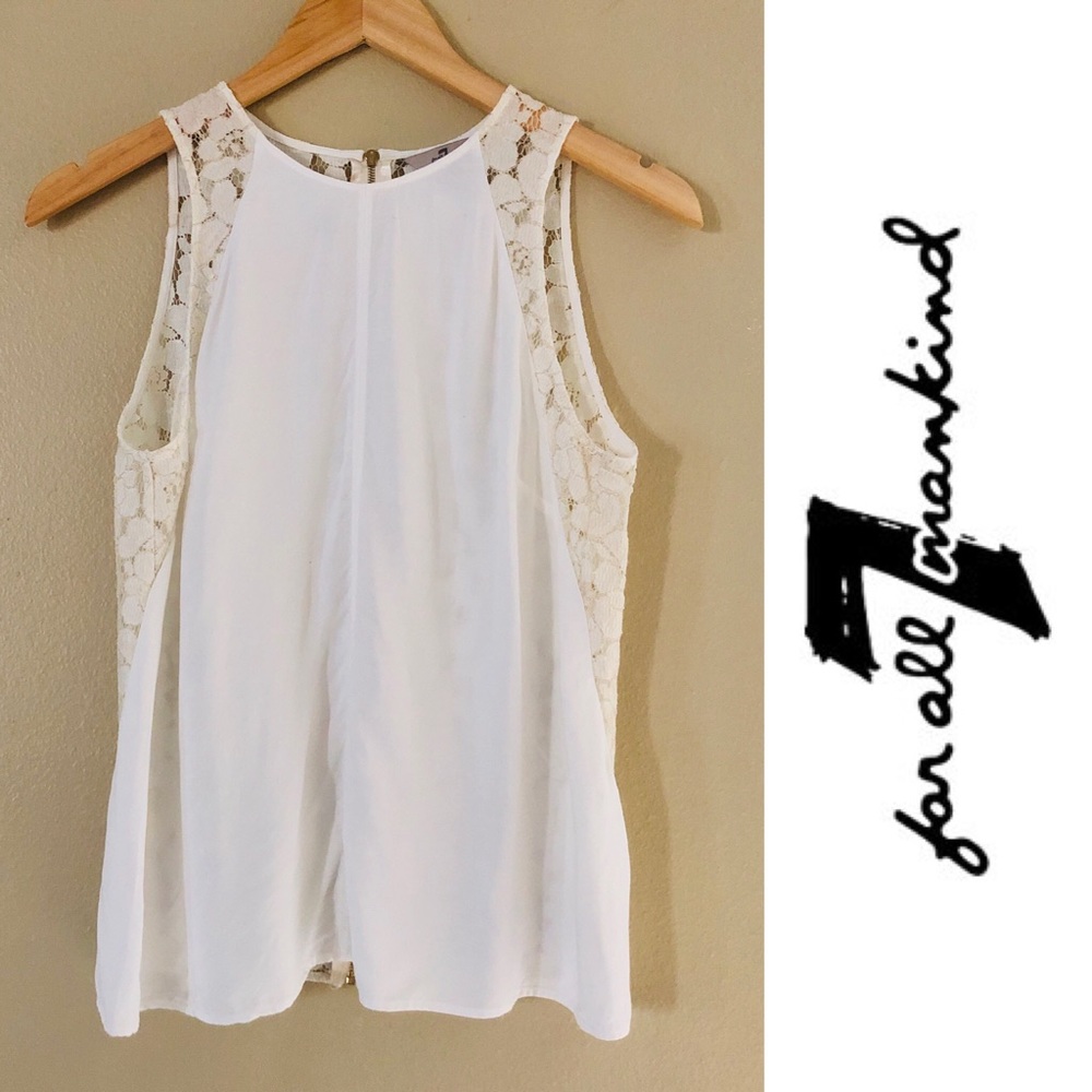 7 For All Mankind Lace Panel Zipper Back Tank Top